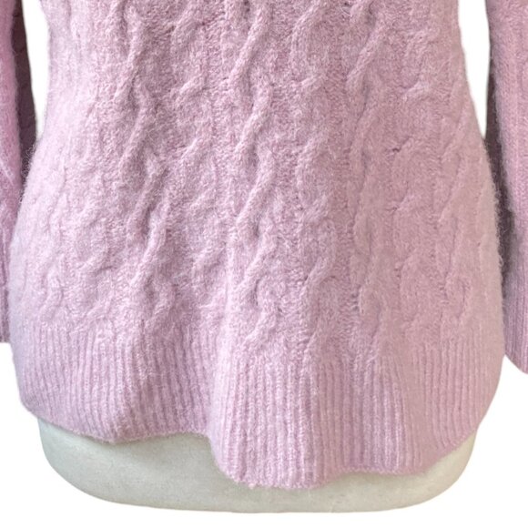 Vince Wool Alpaca Cable Knit Sweater Pink Feminine Soft Girl Quiet Luxury-M/L - Picture 5 of 13